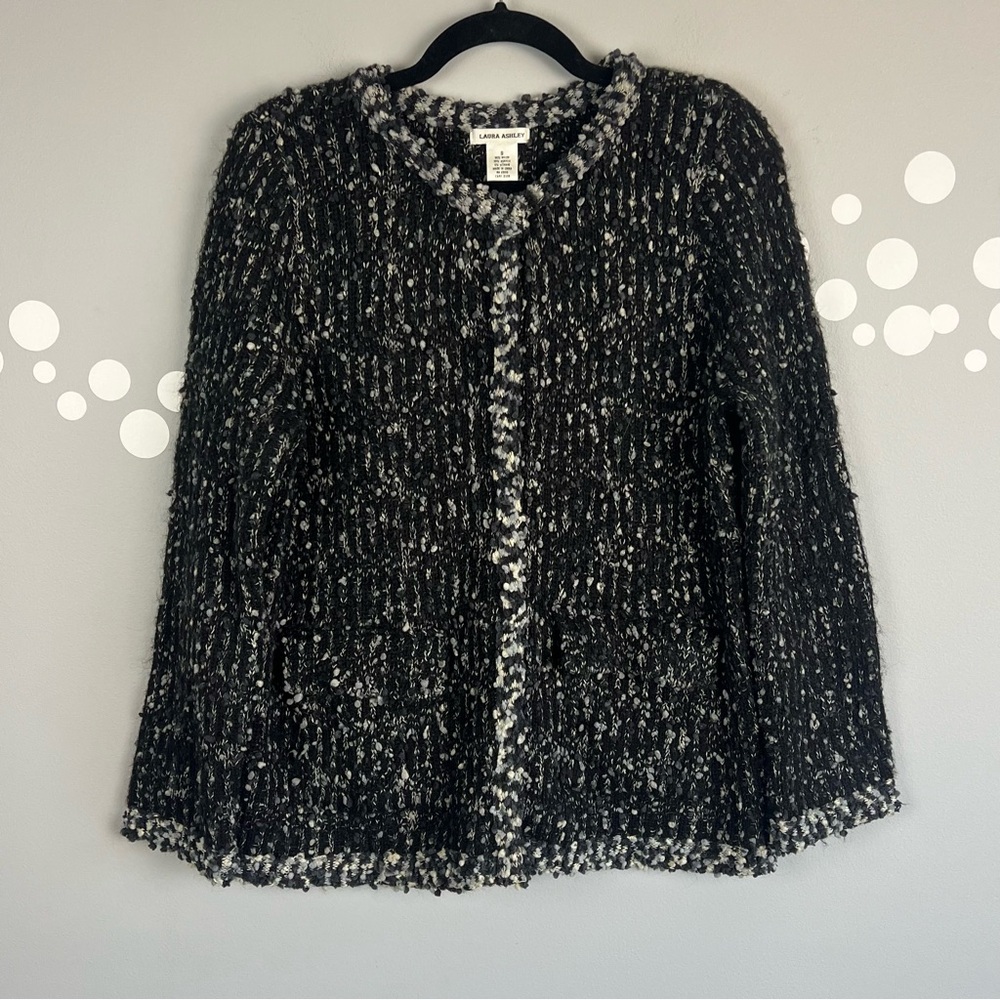 Laura Ashley Flocked Knit Cardigan Size S